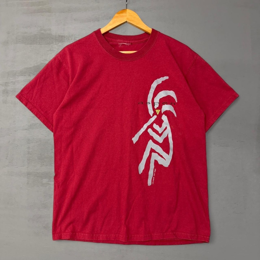 Aspen Kokopelli Graphic T-Shirt Red Vintage Souvenir Tee Large